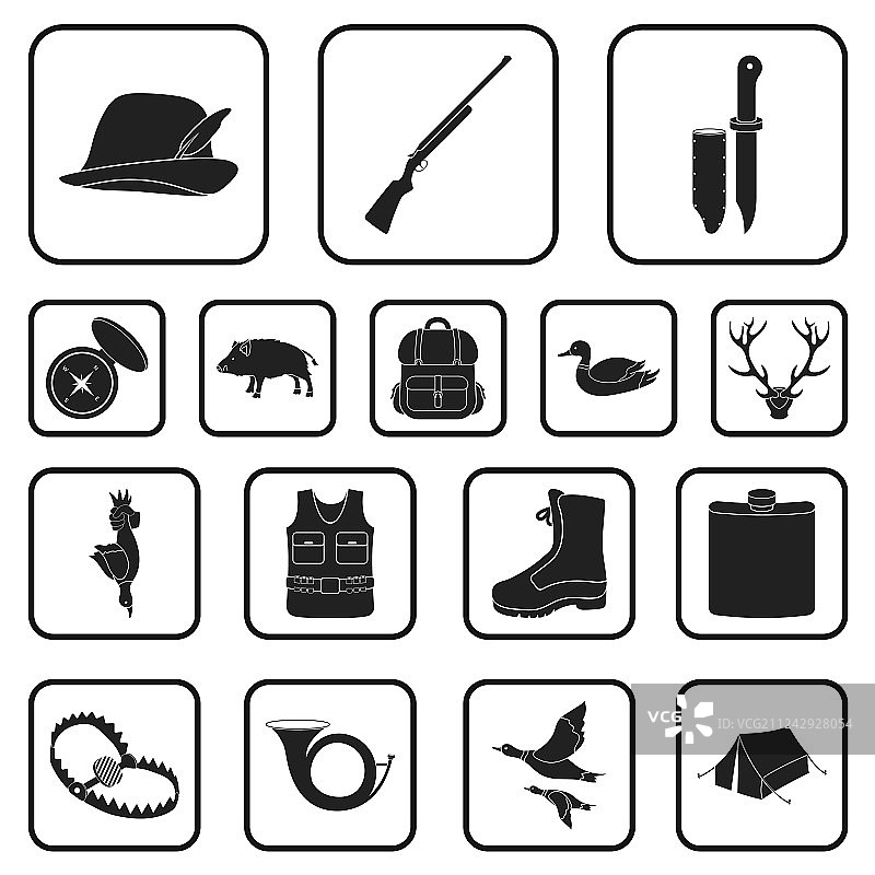 狩猎和奖杯黑色图标集合图片素材