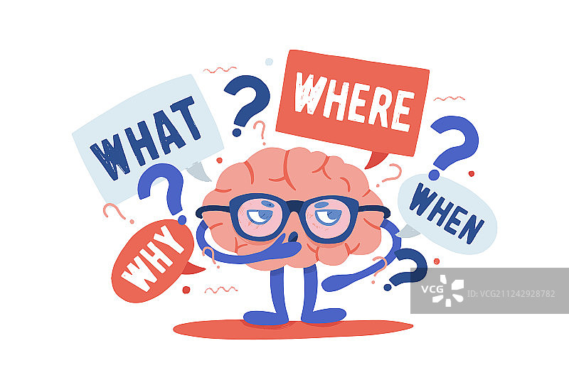 戴眼镜的好奇可爱的人脑图片素材