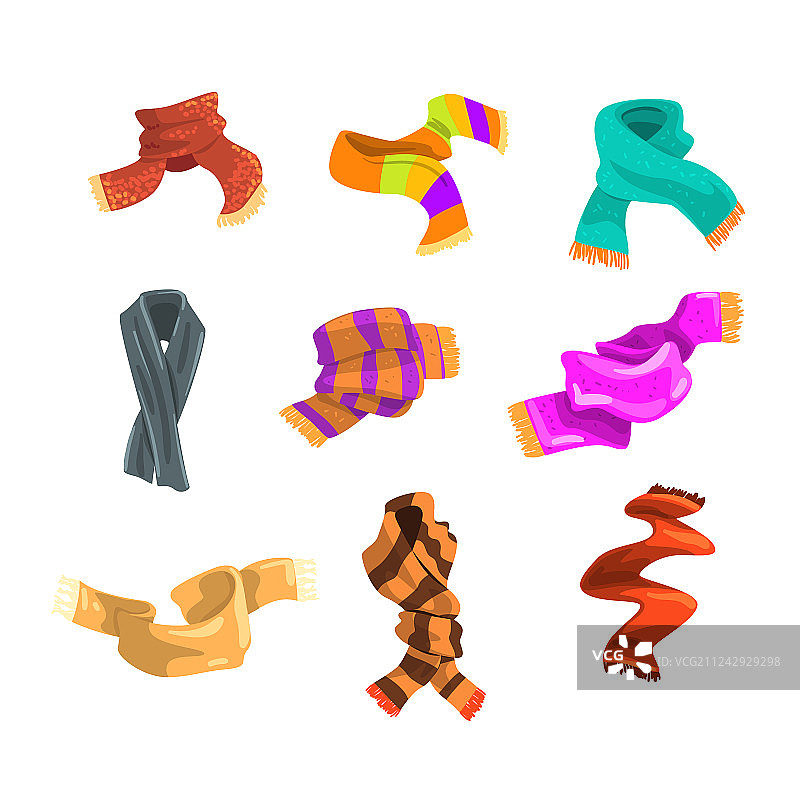 扁平风针织羊毛围巾套装图片素材