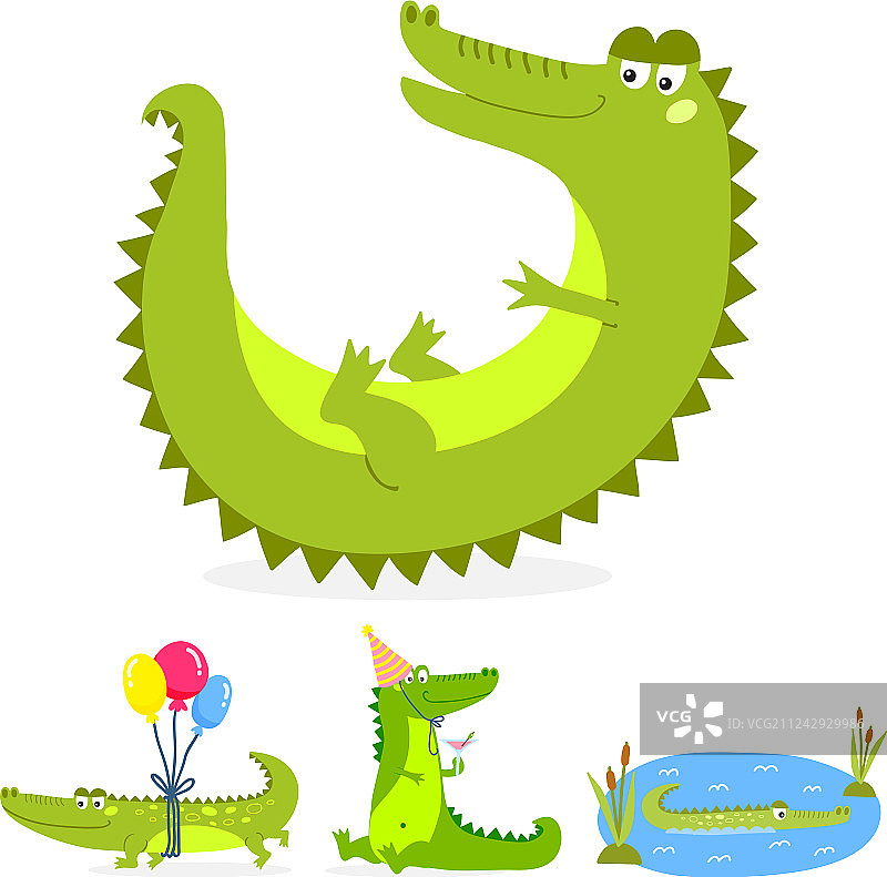 卡通绿色澳洲鳄鱼图片素材