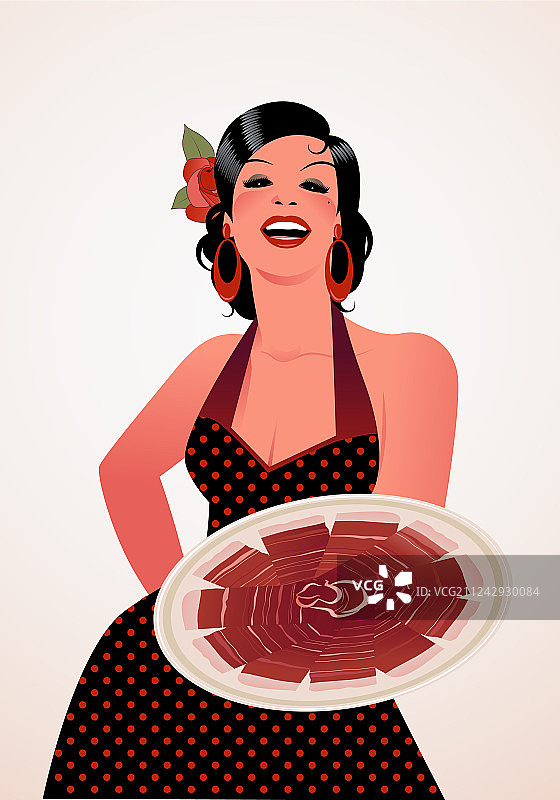 展示伊比利亚美食的西班牙厨师图片素材