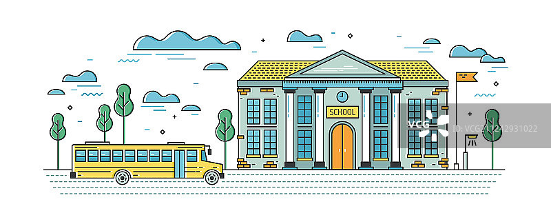 带有优雅学校建筑的Web banner模板图片素材