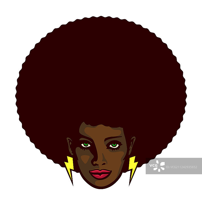 爆炸头时髦黑人女性面部图片素材