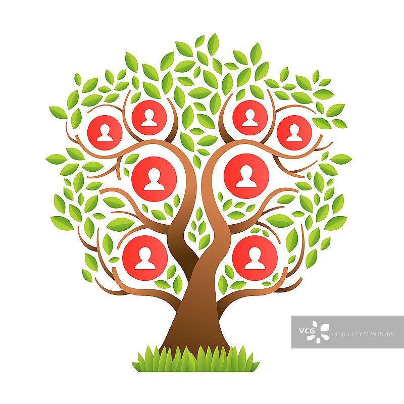 带有人物图标的家族树模板图片素材