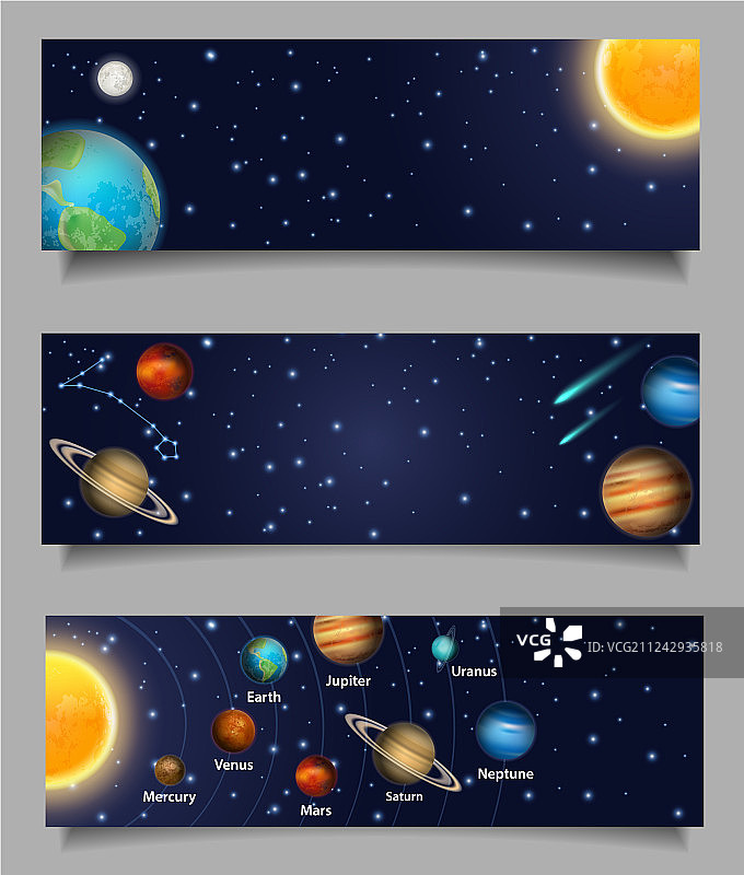 太阳系网页banner模板集图片素材