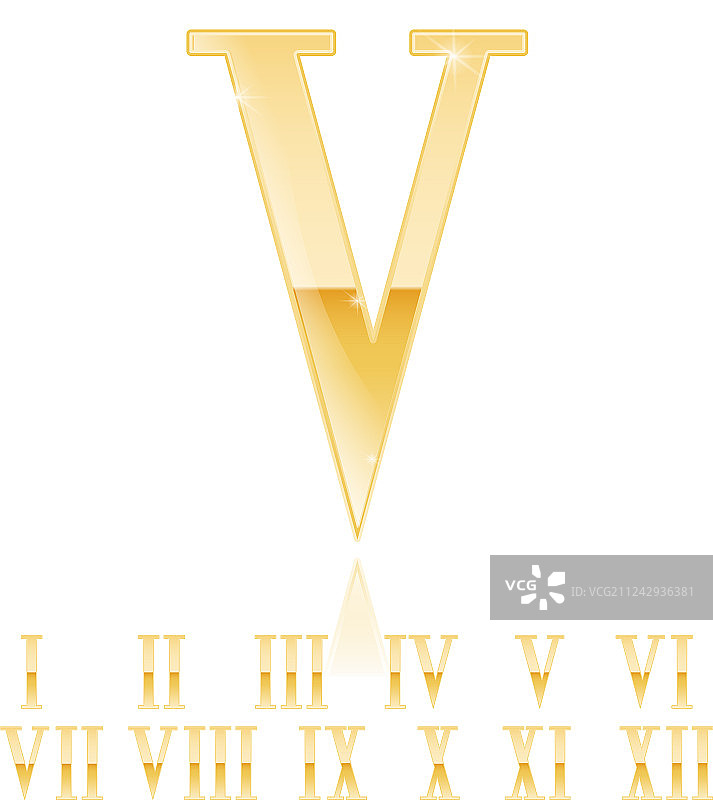 金色3D罗马数字5符号图片素材