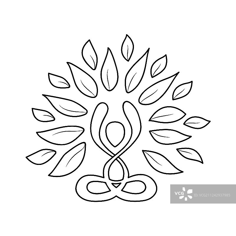 莲花瑜伽自然概念轮廓图片素材