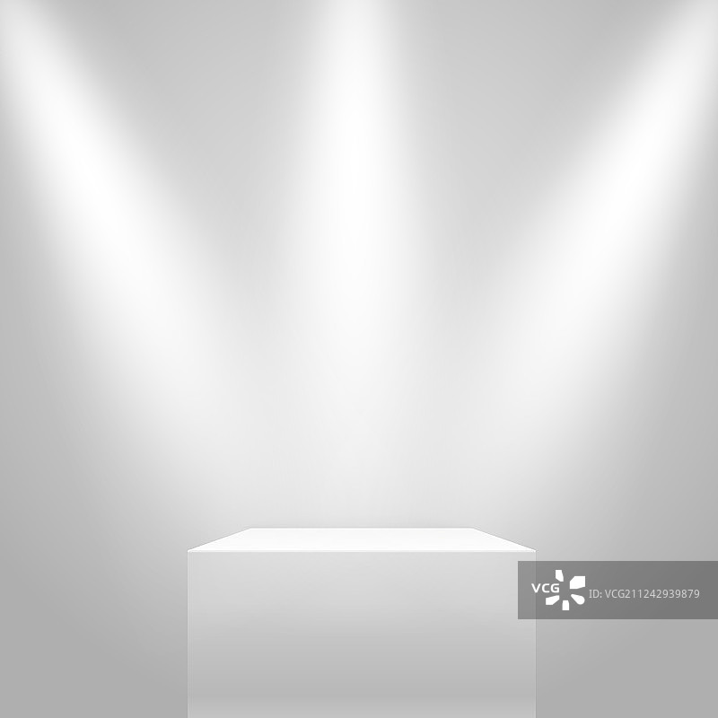 墙上白色发光展台模型图片素材