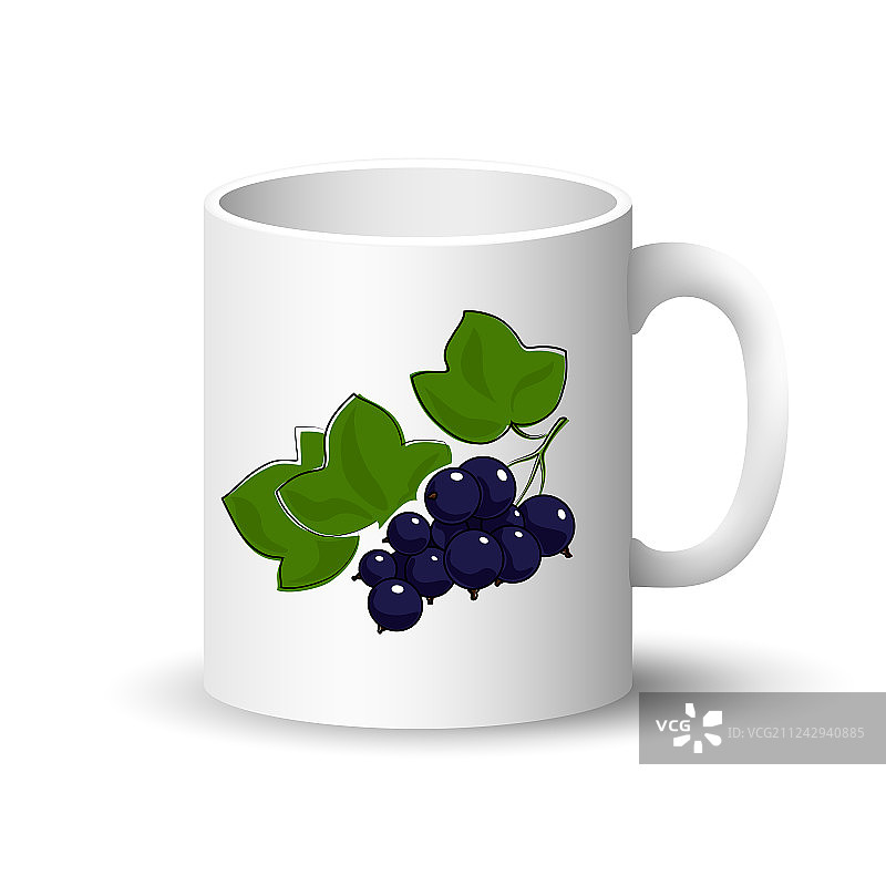 带黑加仑的白色马克杯图片素材