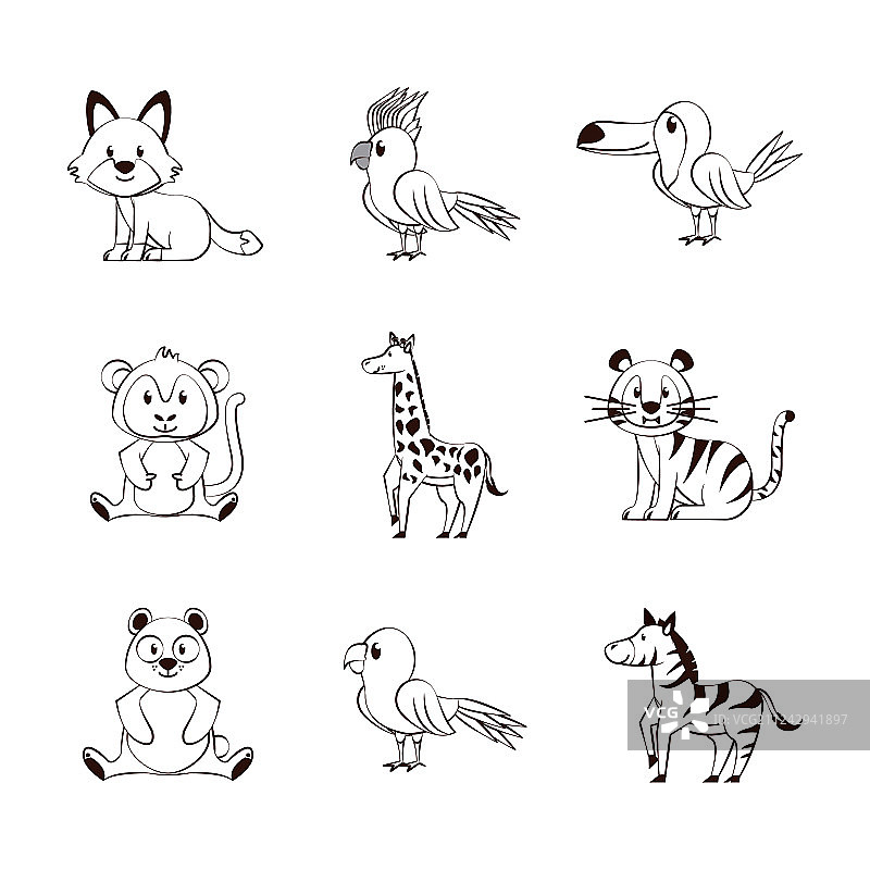 可爱动物卡通图标图片素材