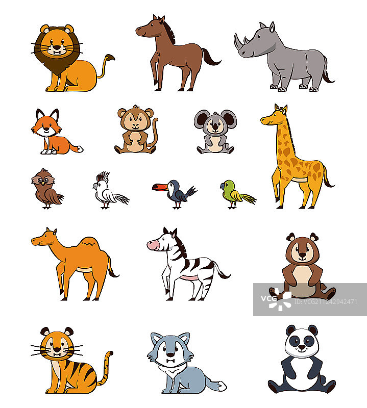 可爱动物卡通图标图片素材