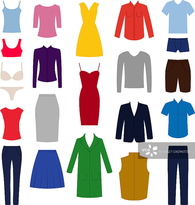 男女服装图标套装图片素材