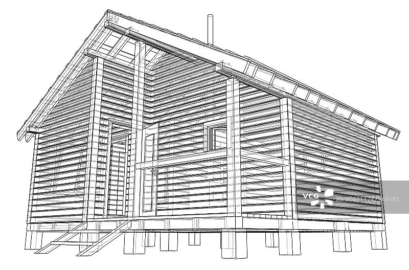 3D小房子渲染草图图片素材