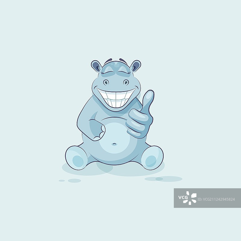卡通表情符号：河马赞同图片素材