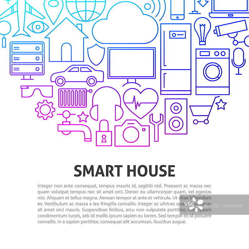 智能家居线条概念图片素材