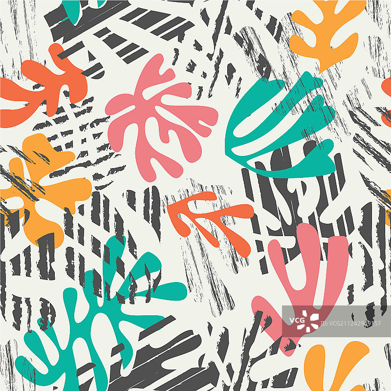 马蒂斯风格的彩色无缝图案图片素材