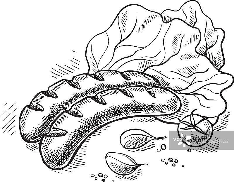 烤香肠（白色背景）图片素材