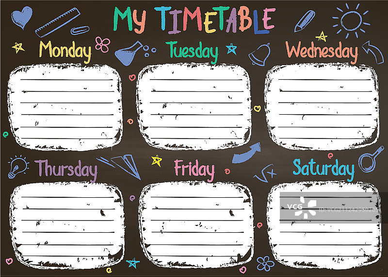黑板上的学校时间表模板图片素材