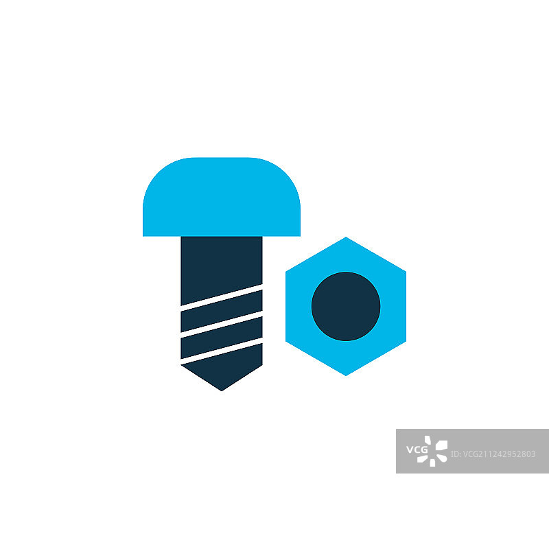 带螺母图标的螺栓彩色符号优质图片素材