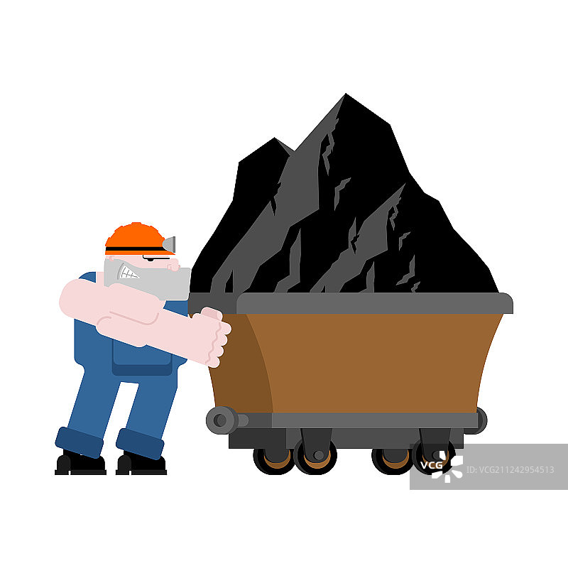 矿工和煤矿开采车图片素材