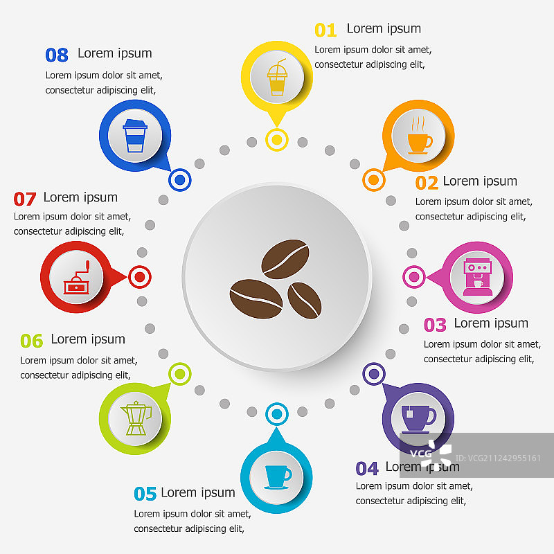 带有咖啡图标的信息图表模板图片素材