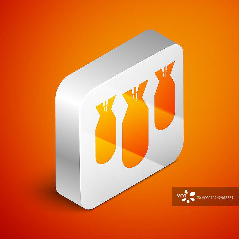 2.5D航空炸弹图标，橙色背景图片素材