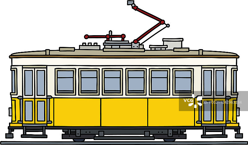 复古黄色有轨电车图片素材