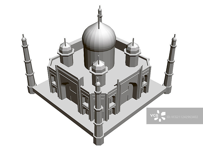 多边形建筑模型泰姬陵3D图片素材