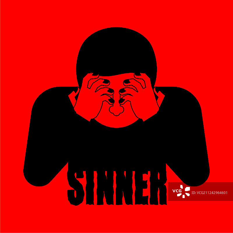 绝望地捂住脸的罪人图片素材