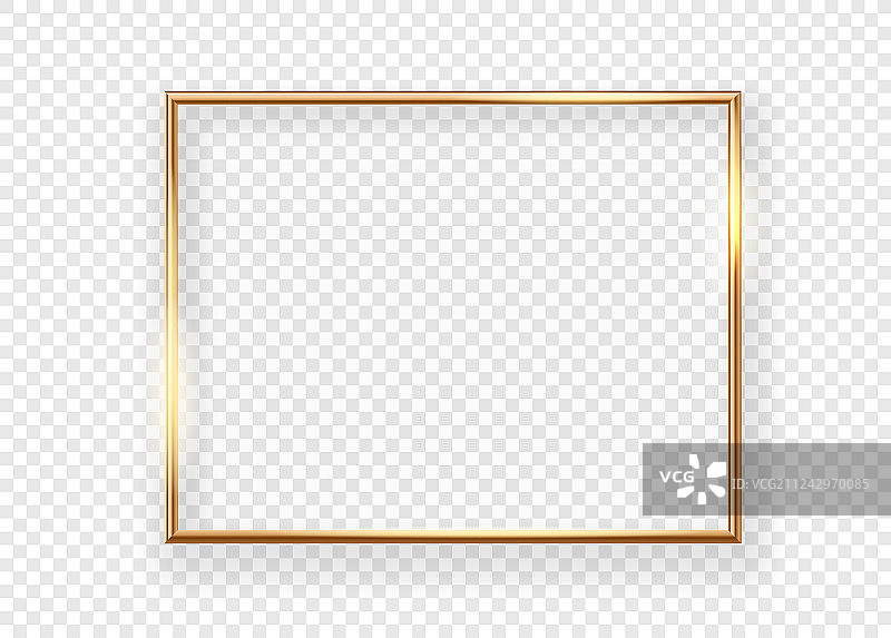逼真的金色横向闪亮相框图片素材