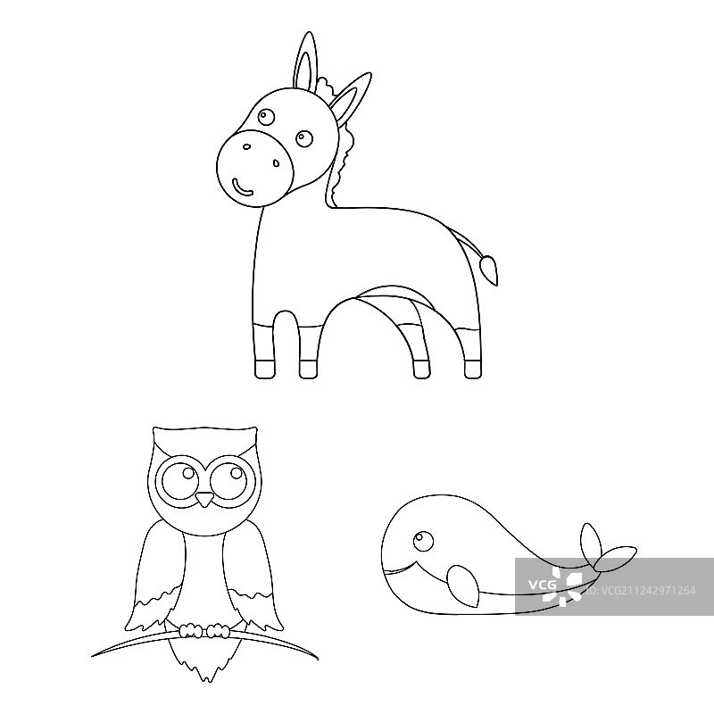 不真实的动物轮廓图标集图片素材