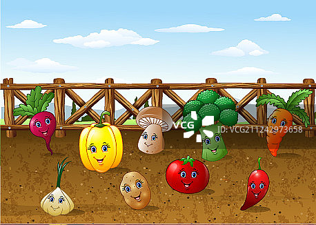 卡通蔬菜花园农场背景图片素材