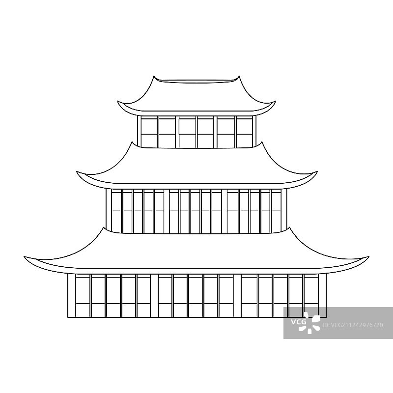 传统亚洲房屋细线稿图片素材