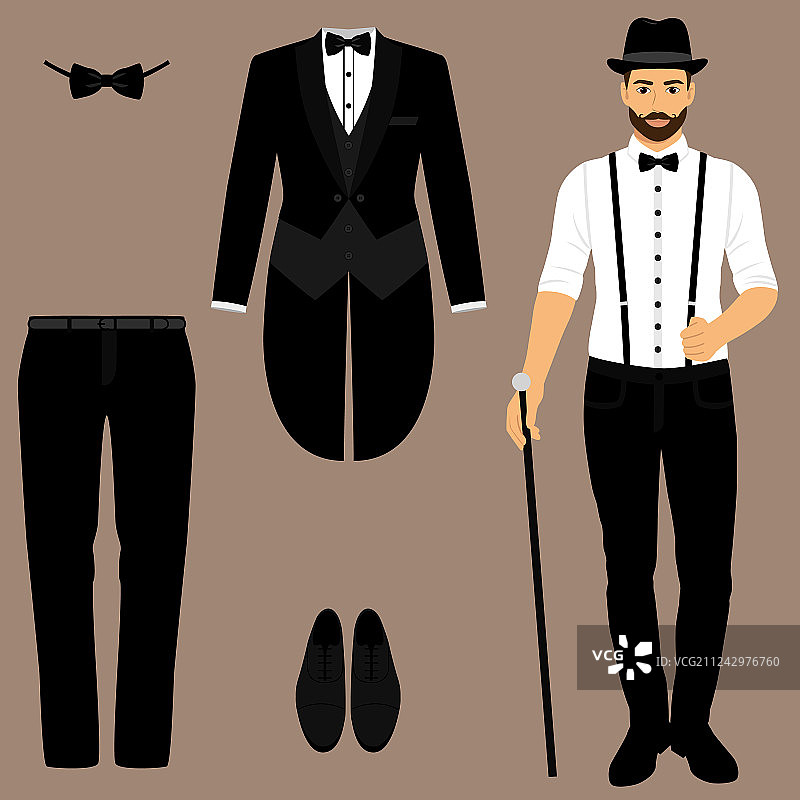 男士无尾礼服绅士男士配饰图片素材