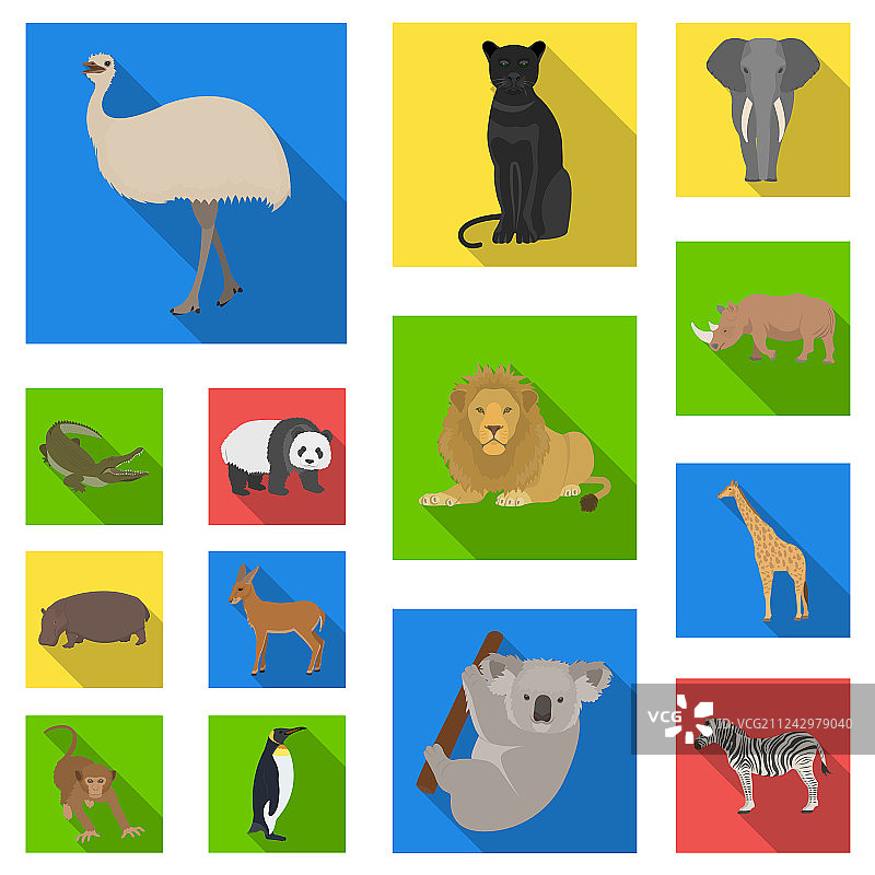 各种动物扁平图标合集图片素材
