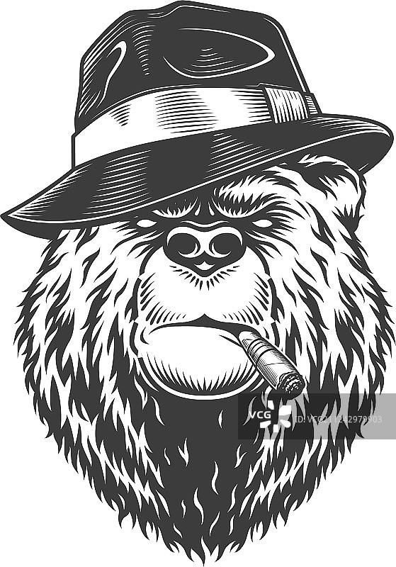 复古logo风格熊图片素材