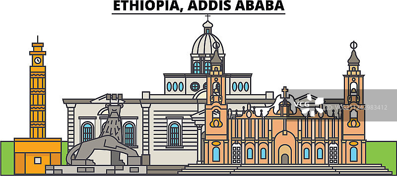 埃塞俄比亚亚的斯亚贝巴城市天际线建筑图片素材