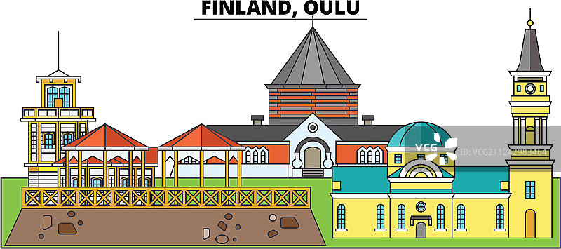 芬兰奥卢市天际线建筑图片素材