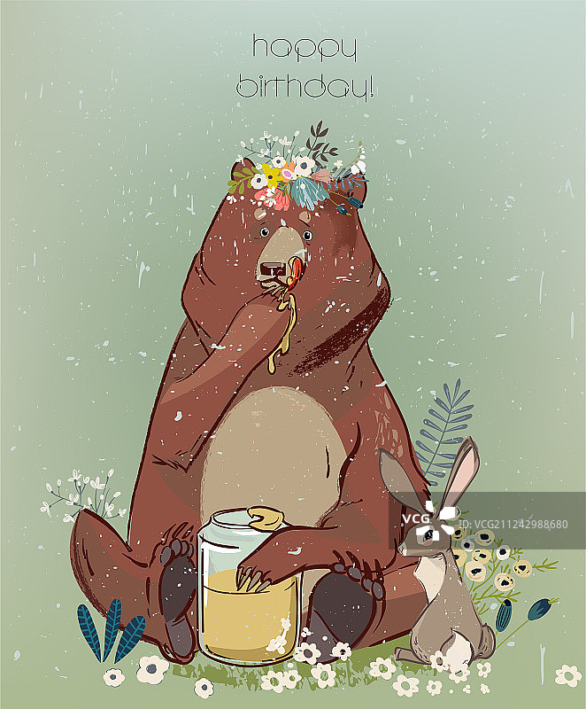 可爱卡通狮子、熊和野兔图片素材