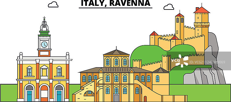 意大利拉韦纳城市天际线建筑图片素材