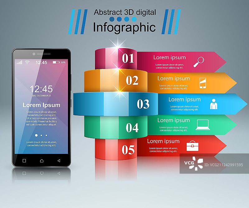 3D信息图智能手机图标图片素材
