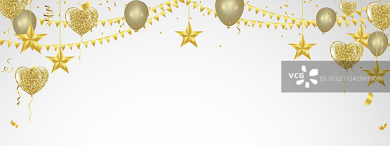 金色星星气球生日祝福图片素材