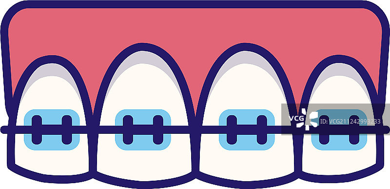 牙齿矫正线性彩色图标图片素材