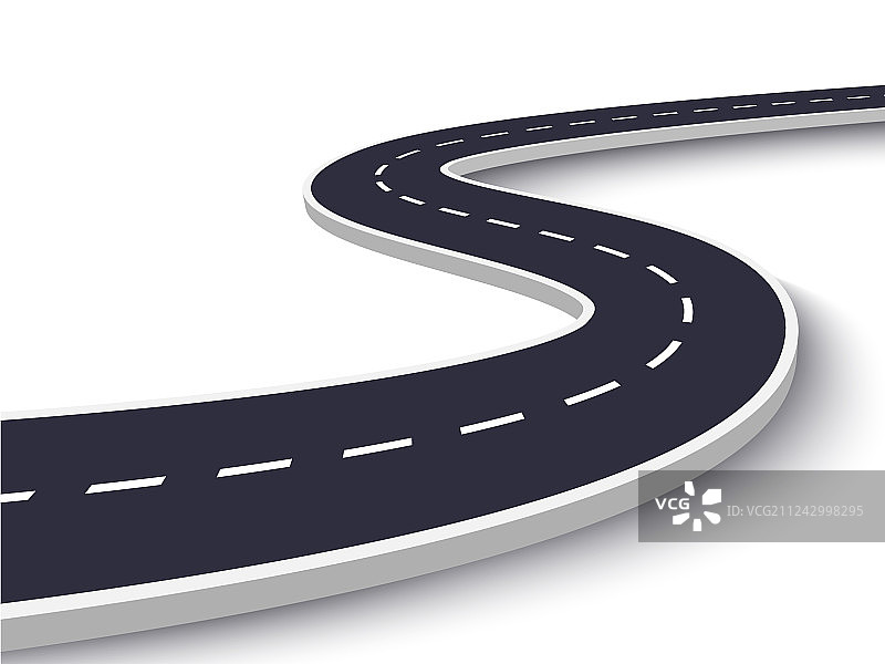 白色背景上的蜿蜒道路图片素材