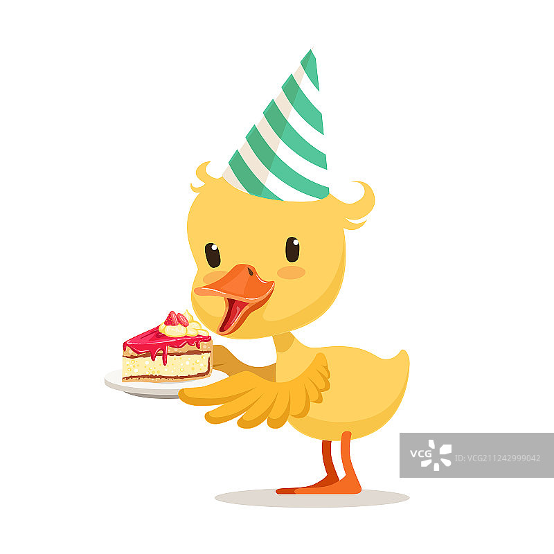 戴派对帽的小卡通鸭子图片素材