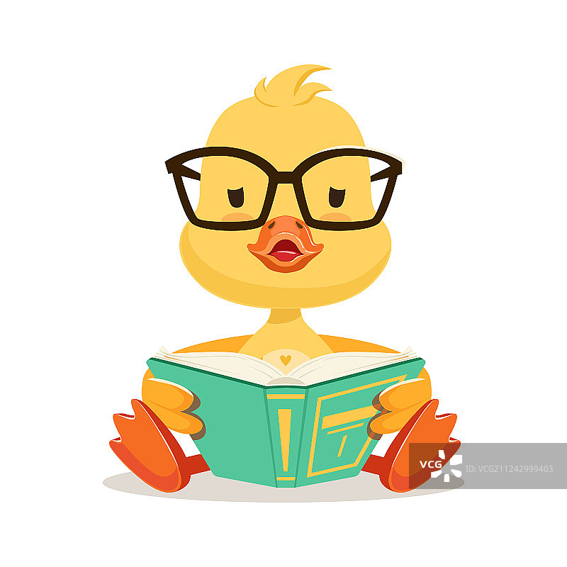 戴眼镜坐着的小黄鸭图片素材