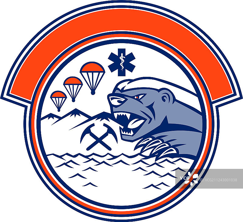 蜜獾陆海空救援吉祥物图片素材