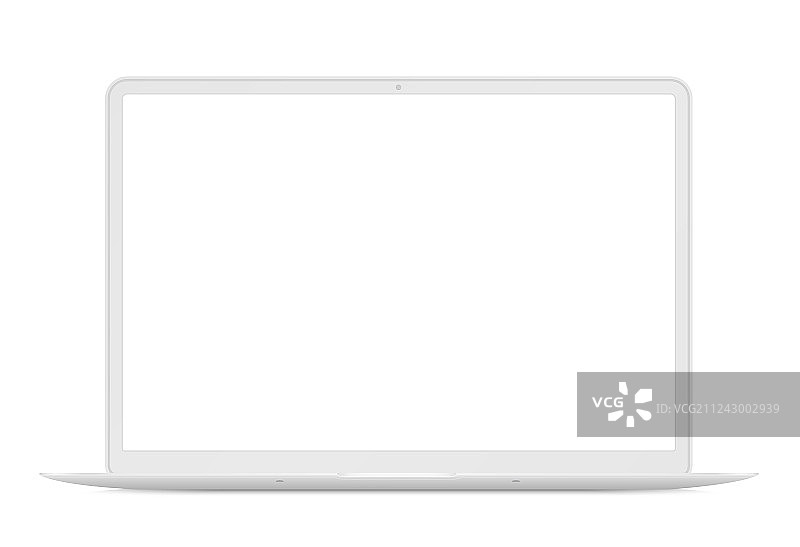 现代轻薄笔记本电脑正面白色模型图片素材