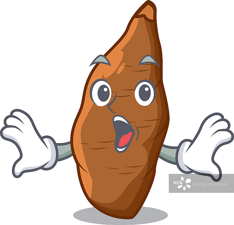 卡通桌上惊讶的成熟木薯图片素材
