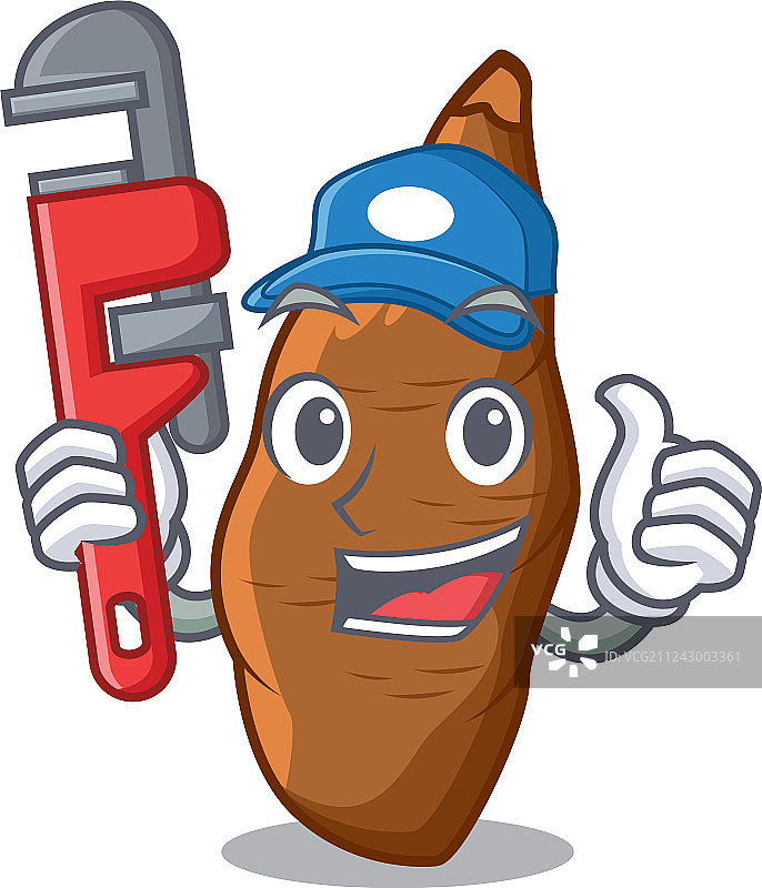 水管工新鲜木薯吉祥物图片素材